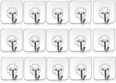 XBEY Durable plastic wall hooks—perfect for robes, towels, keys, bags, calendars. Hook 15(Pack of 15)