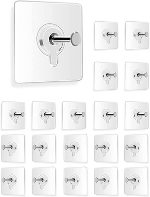 JIALTO Self Adhesive Wall Hooks - Heavy Duty Transparent Hooks Hook 1(Pack of 20)