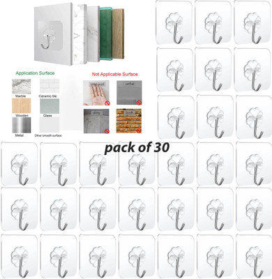DODECROO Wall Hooks for Hanging Can be Used for Kitchen Bathroom Shower (Pack of 30) Hook 30(Pack of 30)