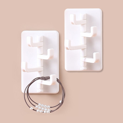 KUBER INDUSTRIES (Set of 2) Self-Adhesive (4 Hooks Attached) Hangers for Wall | White Hook 4(Pack of 2)