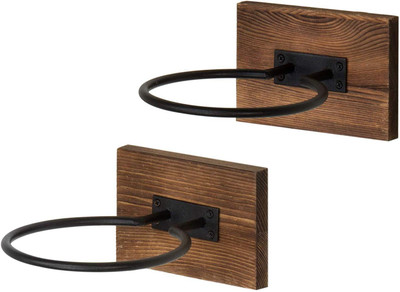 Indian Decor 1789 Wood & Metal Wall-Mounted Sports Ball Holder Storage, Set of 2 Basketball Ring(3 Basketball Size With Net)
