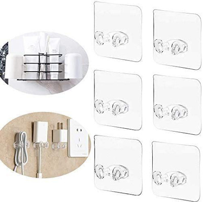 YTM 10 Pcs Self Adhesive Wall Hook Power Plugs Socket Holder Hook 6(Pack of 6)