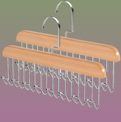 Quevona 8 HOOK WOODEN HANGER STORAGE HANGERS Hook 8(Pack of 2)