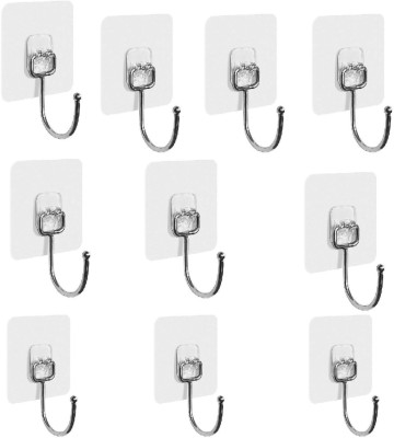 Charmpeak Durable Transparent PVC Adhesive Hooks – Waterproof and Heavy-Duty Hook 10(Pack of 10)