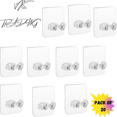 vks trading TRANSPARENT MULTI-FUNCTION WALL STORAGE HOOKS 4861 20PC Hook 2(Pack of 20)