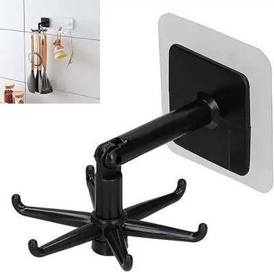 SJK Wall mounting Self Adhesive 360 Degree Rotating Hook for Hanging(Pack of 2) Hook 6(Pack of 1)
