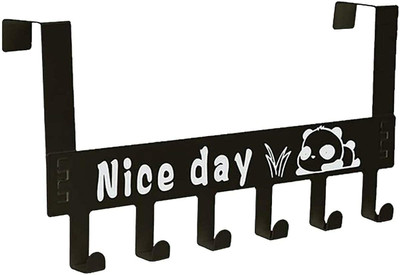 Fulkiza New Over Door Hook Hanger Cartoon Rack Heavy-Duty Hook Organizer with “Nice Day” Hook Rail 6(Pack of 1)