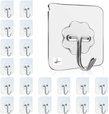 jyot creation PVC Wall Hooks, Adhesive Hooks for Wall Wall Heavy Duty Wall hangings Hook 20(Pack of 20)