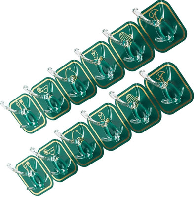 HOMEAKER Transparent Strong Self Adhesive 6 Hooks Hanger Magic Sticker Hook 2(Pack of 2)