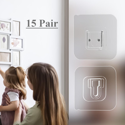 KANTHEE ENTERPRISE Wall Clips Self Adhesive Double Sided (Male /Female)Wall Hooks Hook 15(Pack of 15)