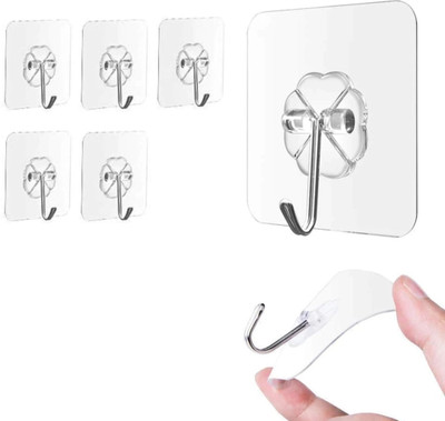 Soniya Plastic Self Adhesive Wall Hangers with Stainless Hooks Hook 1(Pack of 5)