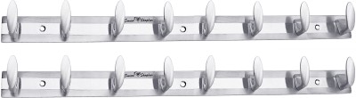 Smart Shophar Stainless steel Wall Hook Trums 8 legs Heavy Duty Hanger Kitchen Bathroom Towel Hook Rail 8(Pack of 2)