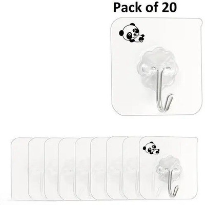 khodal Strong Adhesive Wall Door Sticky Hanger Holder for Kitchen And Bathroom Hook 20(Pack of 20)