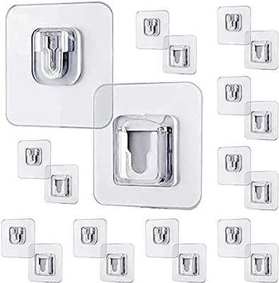 WAIT2SHOP Self Adhesive Male/Female Wall Waterproof Sticker Hook for Home Kitchen Bathroom Hook 10(Pack of 10)