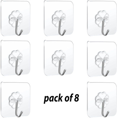 Handybee Heavy Duty Nail Free Sticky Hangers with Stainless Hooks Waterproof and Oilproof Hook 8(Pack of 8)