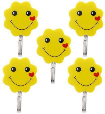 Kaberis Collection SELF ADHESIVE YELLOW SMILEY Hook 5(Pack of 5)