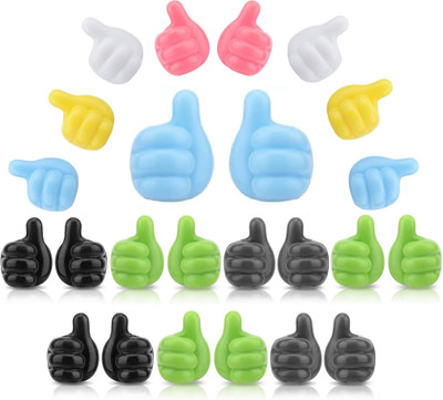 mapperz Self Adhesive Thumb Wall Hooks for Hanging, Cable Clips Hook 24(Pack of 24)