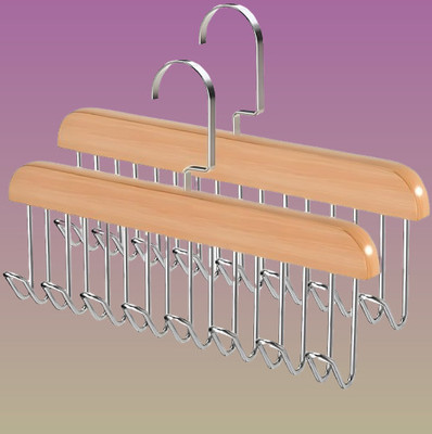 novon 8 HOOK WOODEN HANGER STORAGE HANGERS Hook 8(Pack of 2)
