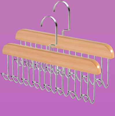 Ridurdx 8 HOOK WOODEN HANGER STORAGE HANGERS Hook 8(Pack of 2)