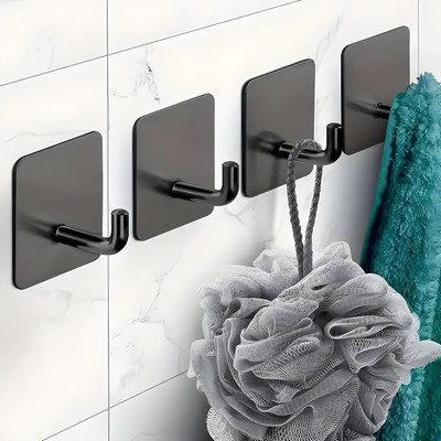 JIALTO 4 PCS Black J Hooks – Self Adhesive Hook 1(Pack of 4)