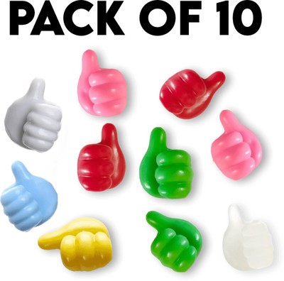 VCR Thumbs UP Hooks for Wall Self Adhesive Hook Silicone based - Multicolor Hook 10(Pack of 10)