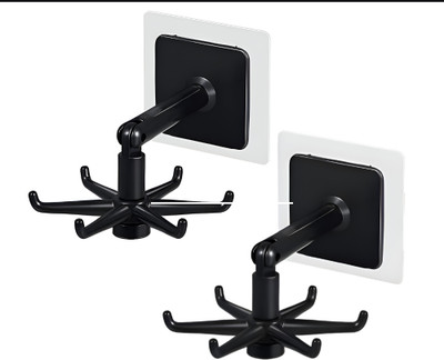 aadhya Self-Adhesive 360° Rotating Wall Hooks, Kitchen & Bathroom Organizer Hooks Swivel Hook 6(Pack of 2)