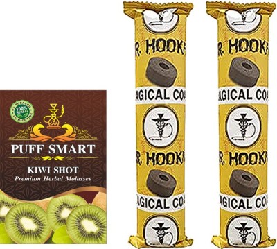 Puff Smart Premium Herbal Flavor Kiwi Shot And 2 Stick Magic Coal Hookah Charcoals(Pack of 3)