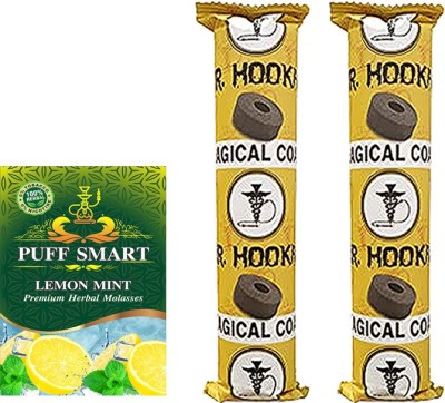 Puff Smart Premium Herbal Flavor Lemon Mint And 2 Stick Magic Coal Hookah Charcoals(Pack of 3)