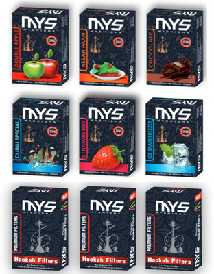 MYSHISHA Hookah Accessories 15 Mouthpiece Tips & 6 MYS Double Apple, Kesar Paan, Chocolate, Dubai Special, Strawberry, BF Hookah Flavor