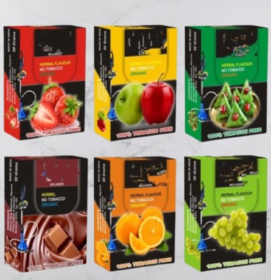 ALL.NATION.IMPEX Six flavour pack Double apple, Chocolate, Kesar paan, Dubai special, Commissioner, Strawberry Hookah Flavor(180 g, Pack of 6)