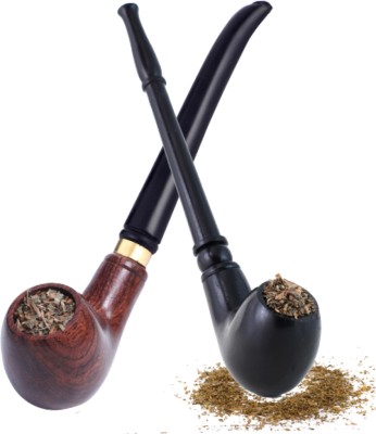 White Leaf Tobacco Pipe Wooden Smoking Pipe Royal Black & Wood (Pack Of 2) Wood Pipe Wooden Inside Fitting Hookah Mouth Tip(Black, Brown, Pack of 2)