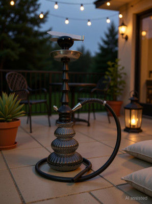 Atm manufacturer 21" Luna Hookah with silicon pipe for extra smooth and dence flow. 21 inch Aluminium Hookah(Black)