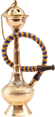 IndianArtVilla 7.3 inch Brass Hookah(Gold)