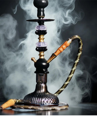SMOCK STRECH Premium 18-Inch Black and Gold Luxury Hookah Glass Base & Sleek Metallic Design 18 inch Glass Hookah(Black)