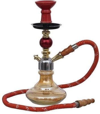 JaipurCrafts Premium Designer Crystal D-Base Style 12 inch Glass, Iron Hookah(Red, Gold)