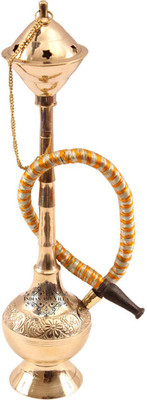 IndianArtVilla 11 inch Brass Hookah(Gold)