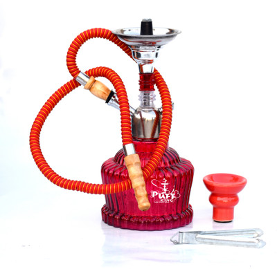 PUFF KING Hookah Pot Se MATT QT for Flavour Hukka 13 inch Glass Hookah(Red)