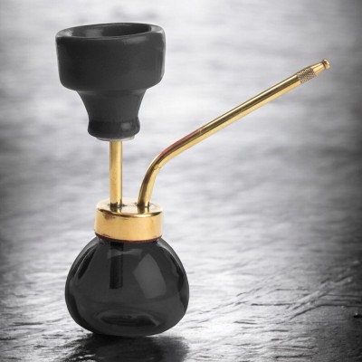 DESI KARIGAR Hookah // Flavour Hookah 6 Inch --Hk279 6 inch Glass, Ceramic Hookah(Black)