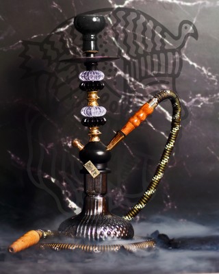 Misr Puff Classic Russian Base with Premium Rainbow Luster 18.5 inch Glass Hookah(Black)