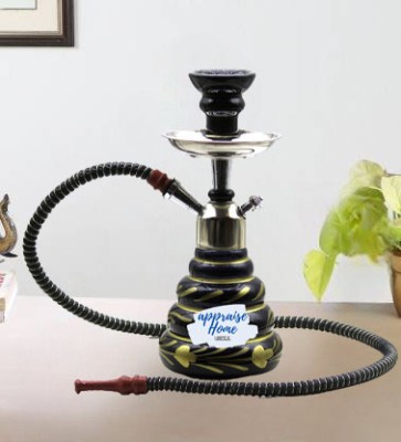 Wish Divine Hookah Pot Black QT with Chrome Stem (Height 16 Inches) 16 inch Glass Hookah(Black)