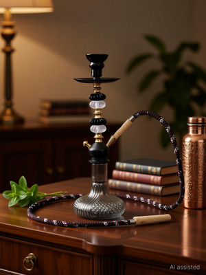 Bezak Luster Big Russian Floral Shaped Black 20 inch Glass Hookah(Multicolor)