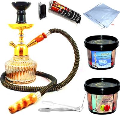 SMOCK STRECH Golden 10 inch Glass, Stainless Steel, Gold Plated Hookah
