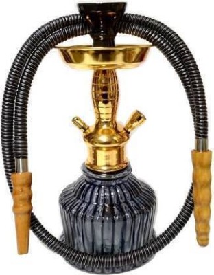 MOKSHA Hookah Set 30CM Height 1.5 Metre Hose Pipe Glass Base Stem Brass 12 inch Glass Hookah(Black)