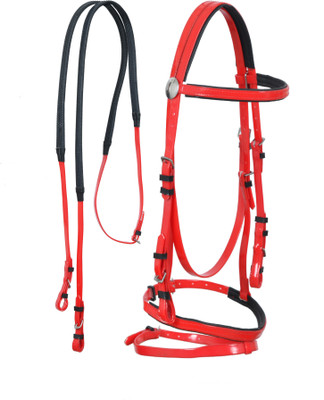 Techify Snaffle Horse Bridle(For  Horse Red)