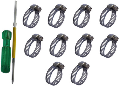 ESEKSAFAR 10pc Hose Clamp/Clip 2cm & 2in1 Screwdriver (Pack of 11) Hose Clamps