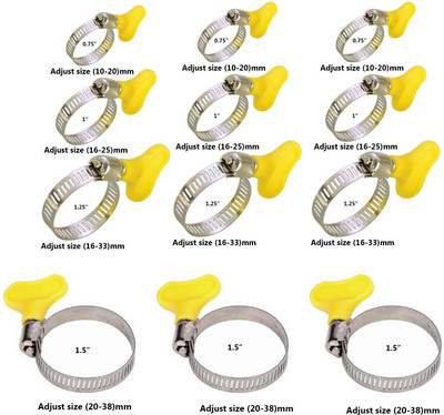 ESEKSAFAR 12pcs 4type Easy Adjustable Butterfly Hose Clamps size( 20,25,33 & 38)mm Hose Clamps