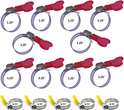 ESEKSAFAR 15pc Easy Adjustable Butterfly Pipe Hose Clamp 1.25”/(16-33)mm & 0.75”/(8-20)mm Hose Clamps