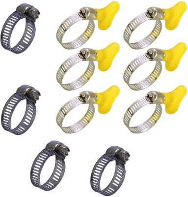 ESEKSAFAR 10pc Easy Adjustable Gas Pipe Clamp 1inch/(10-25)mm (4pc steel & 6pc Plastic) Hose Clamps