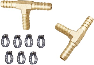 ESEKSAFAR Heavy duty 2pc Brass 3-Way connector 8mm with 7pc Clamp set Hose Connector