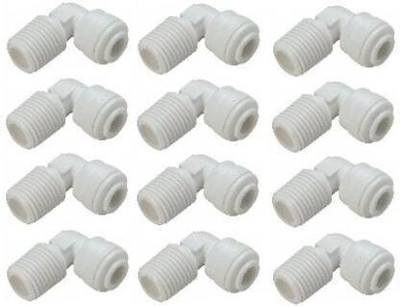 Aameria Ro Elbow Connectors 1/4 inch QC Push fit X 1/4 inch Thread (Pack Of 12) For RO Water Purifier Spare Part For Hose Connector